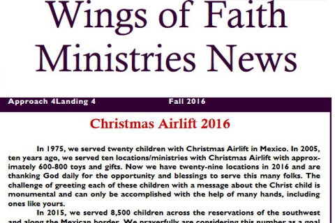 Wings of Faith Newsletter for Fall 2016